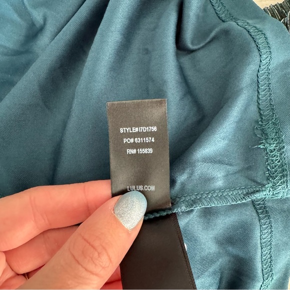 Lulu’s Ailey Gold and Teal Blue Skater Dress - Picture 8 of 8